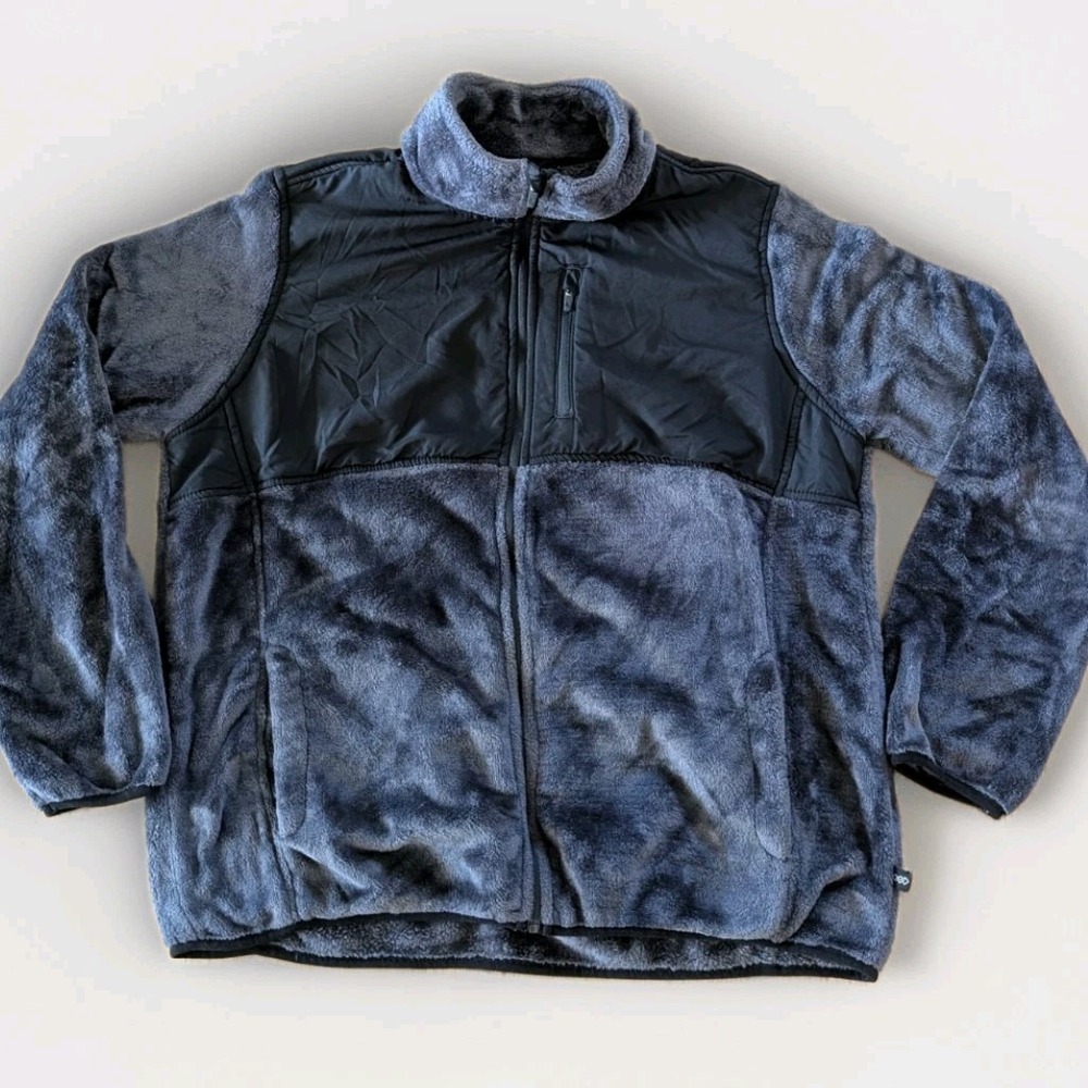 Leg3nd Discovery Women's Large Black Gray Soft Fleece Full Zip Jacket Plush